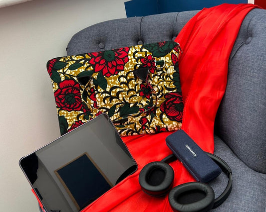 African Laptop Bag - Big Red Flowers