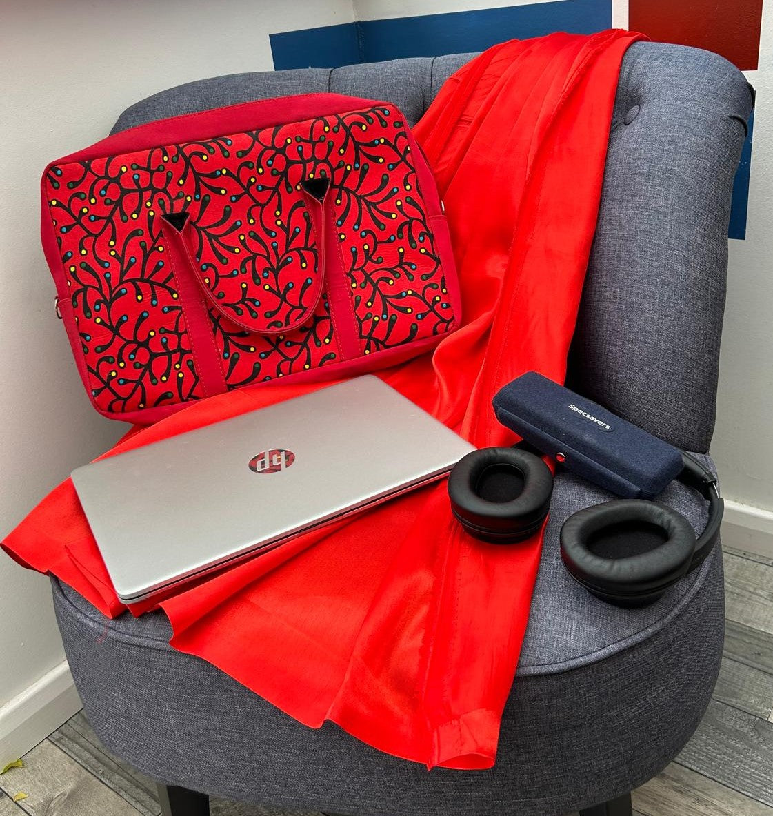 African Laptop Bag - Red/Tinsel