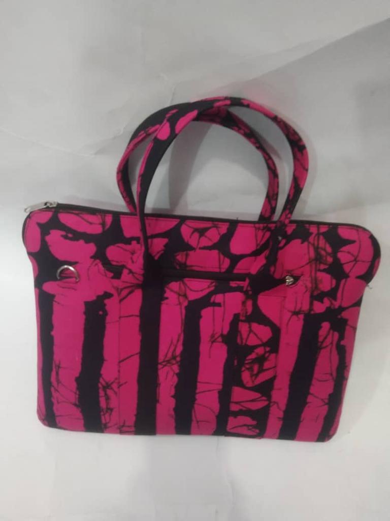 African Laptop Bag - Dark-Pink/Black