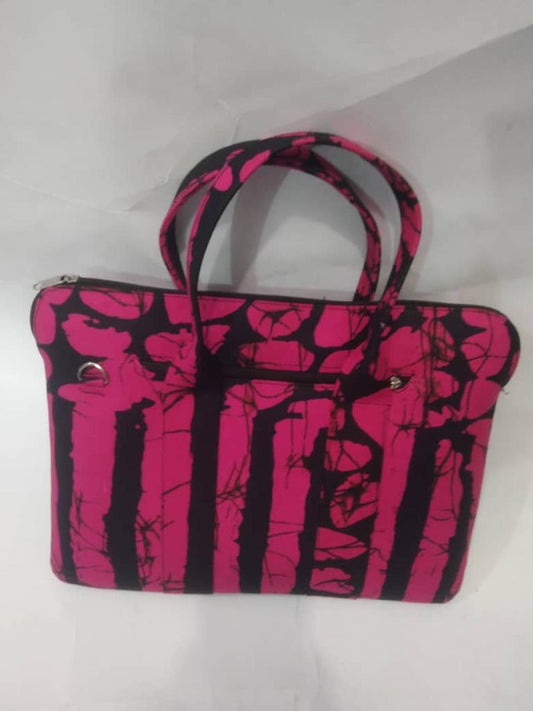 African Laptop Bag - Dark-Pink/Black