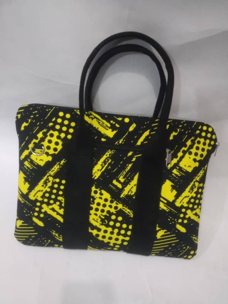 African Laptop Bag - Yellow/Black Design